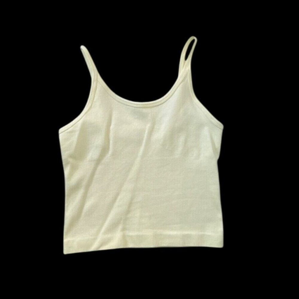 Yellow Sleeveless Crop Top With Adjustable Straps S 92% Polyamide 8% Elastane